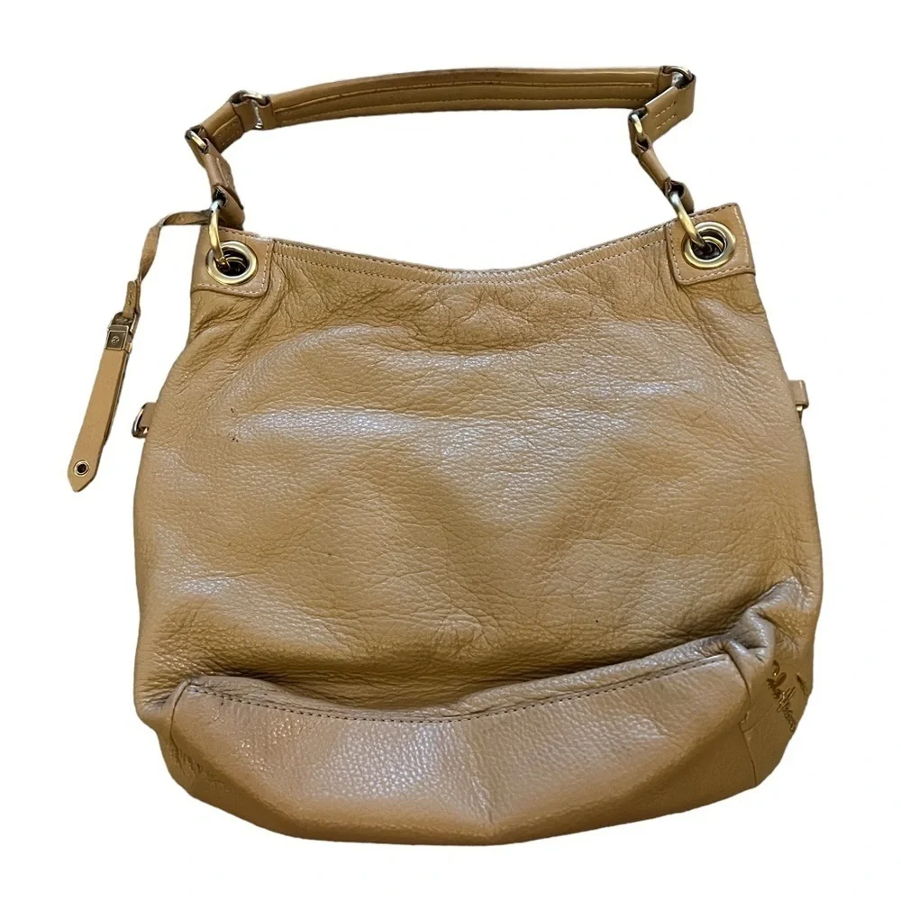 Cole Haan “Bailey” neutral tan hobo shoulder hand bag w/ brushed gold hardware